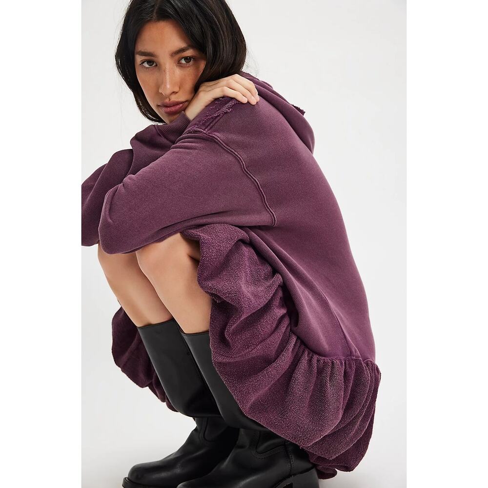 FREE PEOPLE NWT Rainy Day Pullover Hoodie Dress in Violet Siren Purple Size M